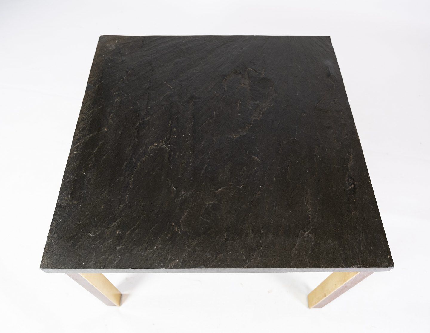 Coffee Table With Slate Top And Gilded Metal Frame And Rosewood By Bendixen Design From The 1970s. photo vinterior