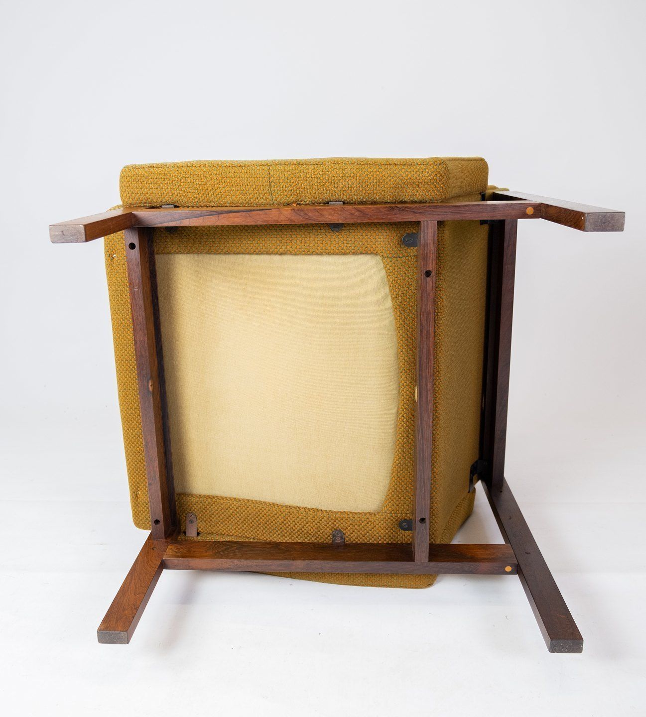 A Pair Of Moduline, Easy Chairs Upholstered In Dark Green Fabric And Of Rosewood By Ole Gjerlov Knudsen And Torben Lind And France & Søn. photo vintage