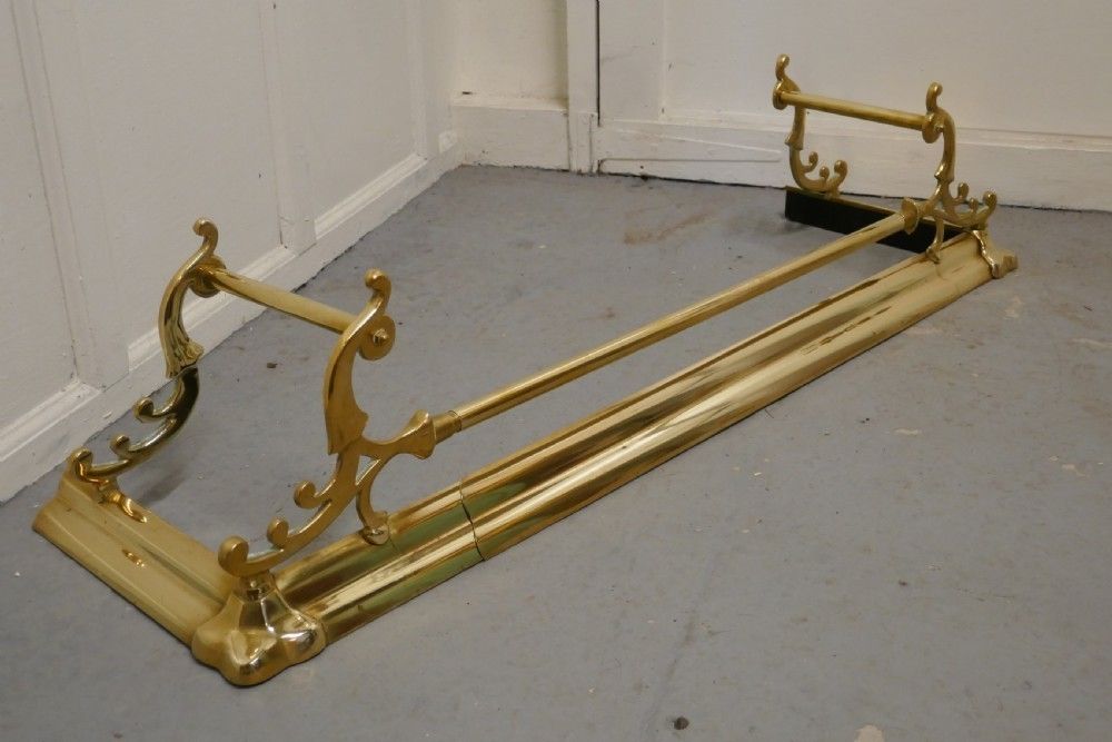 Large Victorian Art Nouveau Brass Fender photo for sale