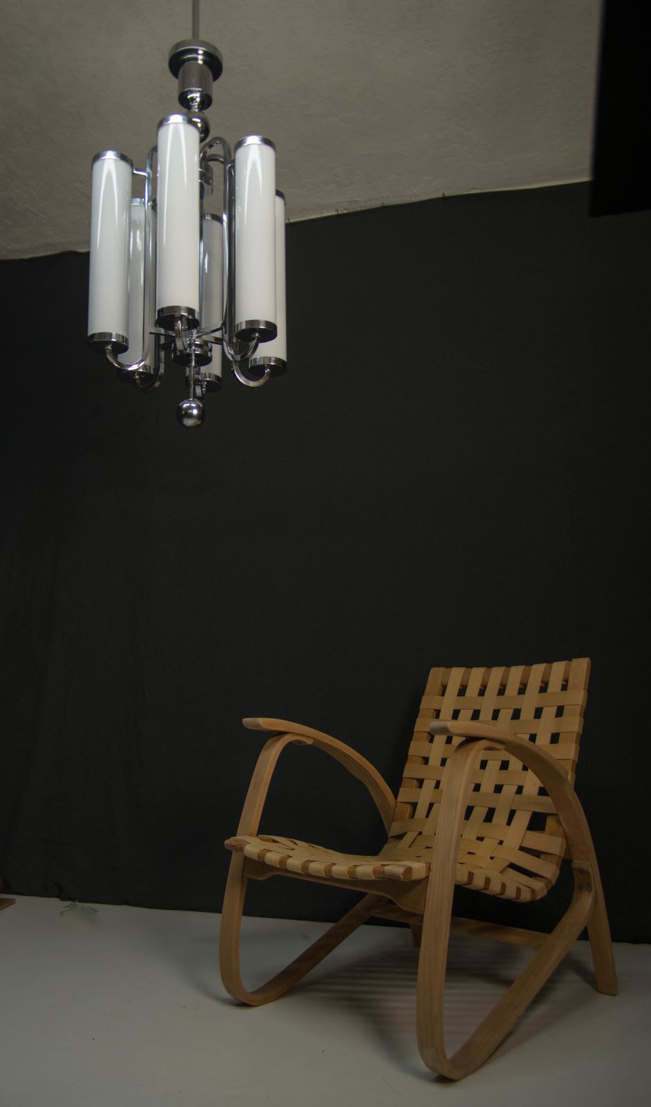 Large Bauhaus Chandelier With 6 Tubular Shades, 1930s photo 4900.0