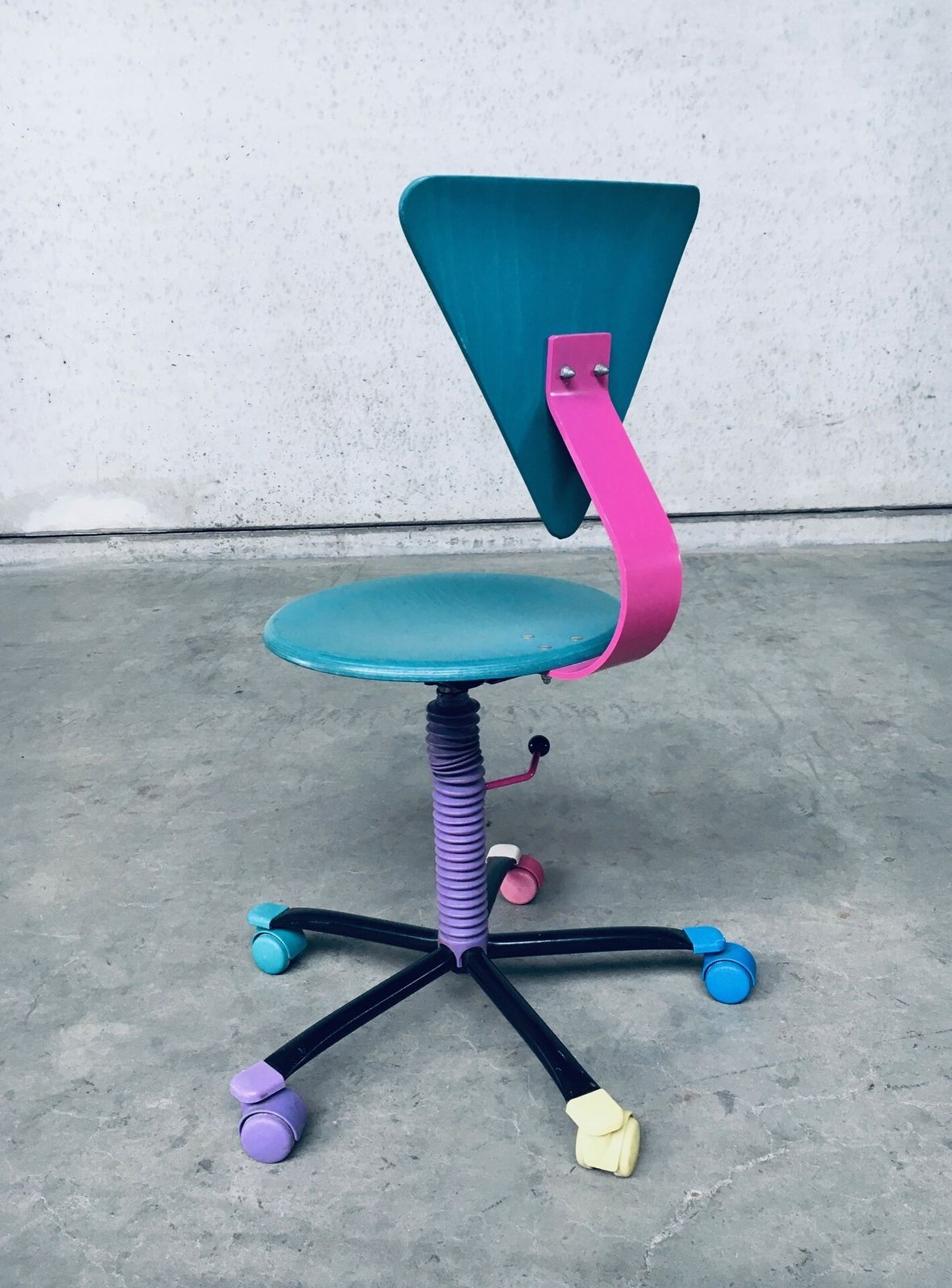 1980's Memphis Design Style Colorful Desk Office Chair photo vinterior