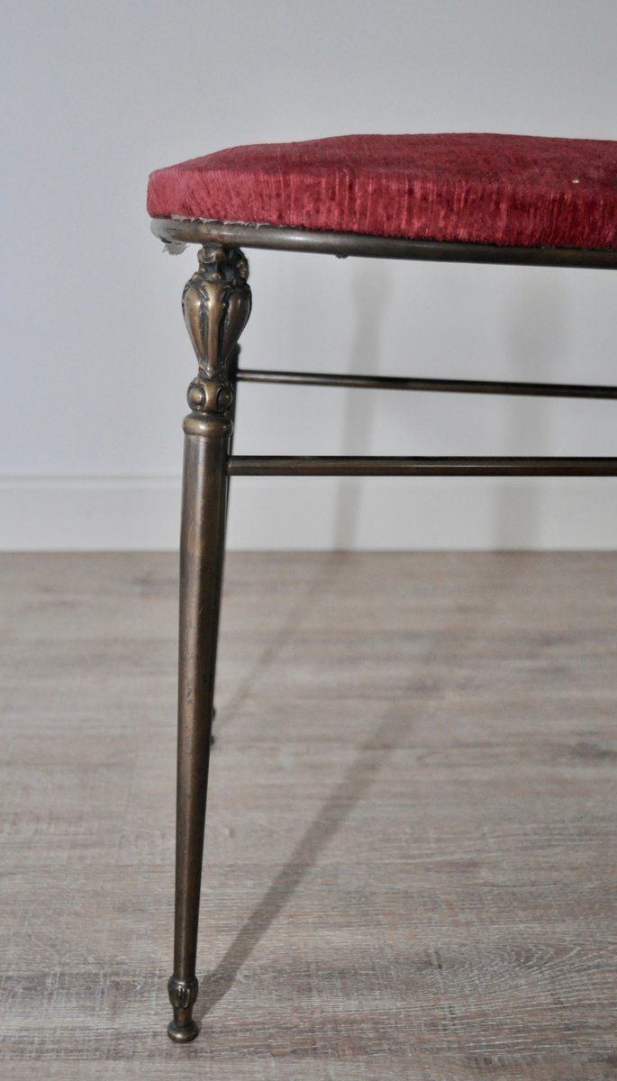 Sedie Chiavarine Hollywoodiane In Stile Regency In Ottone E Velluto, Set Di 2 photo vinterior