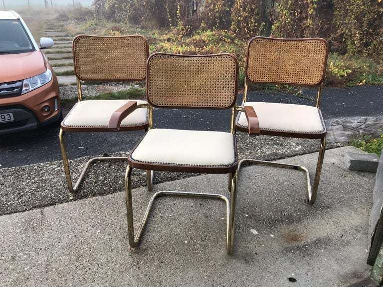 Mid Century Modern Upholstered Cesca Chairs Of Marcel Breuer, Italy, 1970 photo for sale