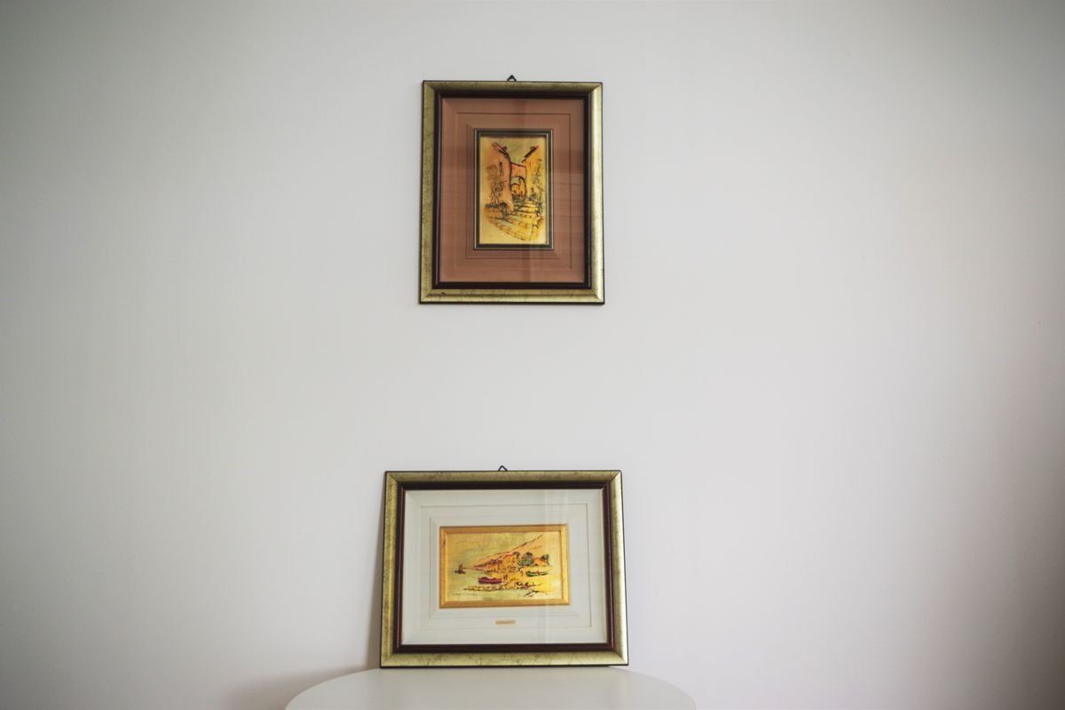 photo buy Immagini Incorniciate Italiane Con Foglie D'oro Di R. Pighetti, Anni '70, Set Di 2