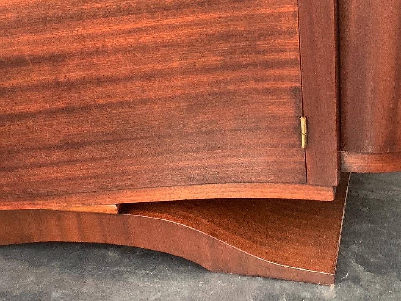 photo furniture Art Deco Mahogany And Bronze Sideboard With Marble Top In The Style Of Jules Leleu, 1920s