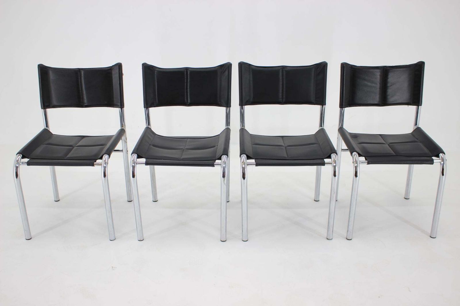 Set Of Four Design Chrome Dining Chairs By Viliam Chlebo, Czechoslovakia 1980s photo furniture