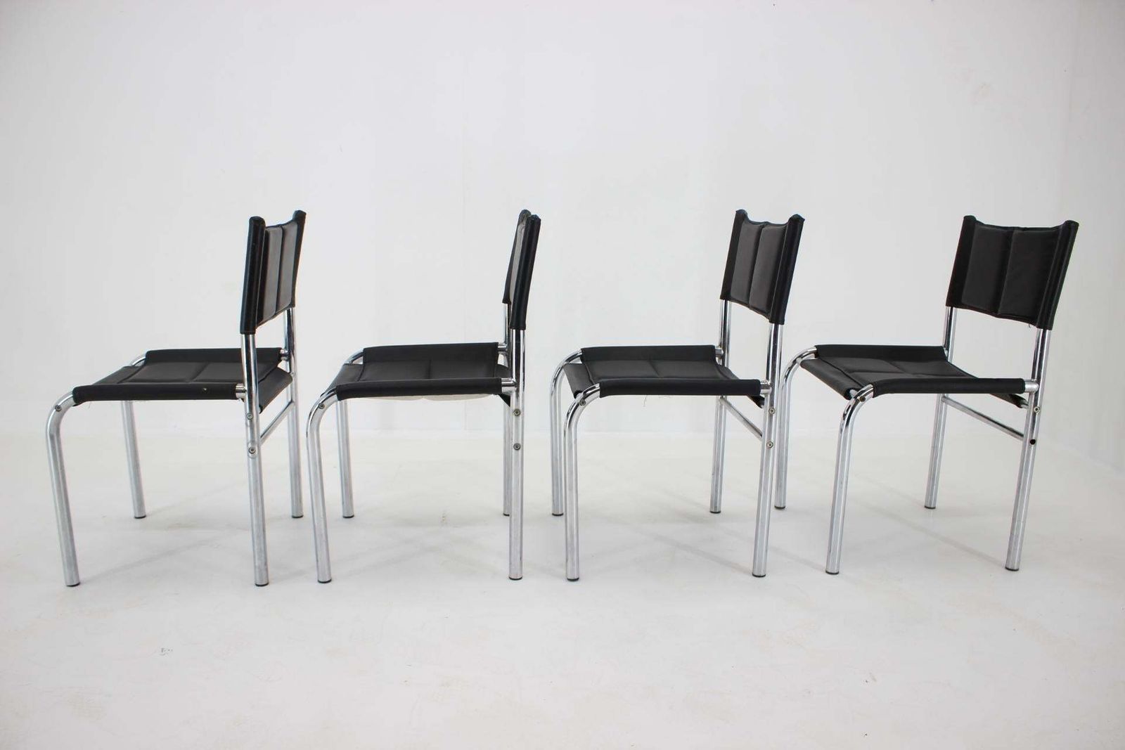 Set Of Four Design Chrome Dining Chairs By Viliam Chlebo, Czechoslovakia 1980s photo vintage