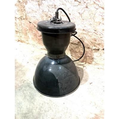 Industrial Pendant Lamp In Gray And White Lacquered Sheet From The 1950s / 60s