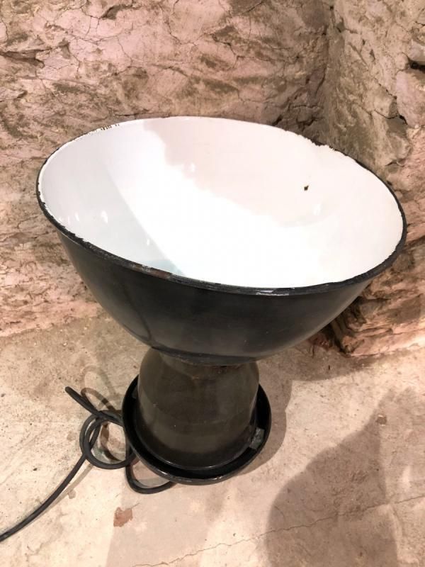 Industrial Pendant Lamp In Gray And White Lacquered Sheet From The 1950s / 60s photo furniture