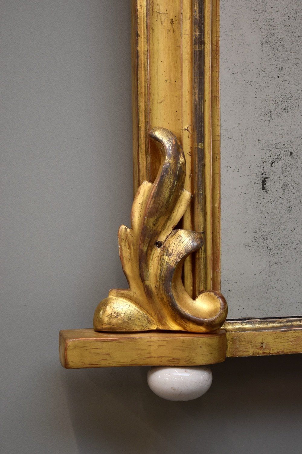 Late 19th Century English Carved Giltwood Overmantel Mirror On Ceramic Bun Feet photo 895.0