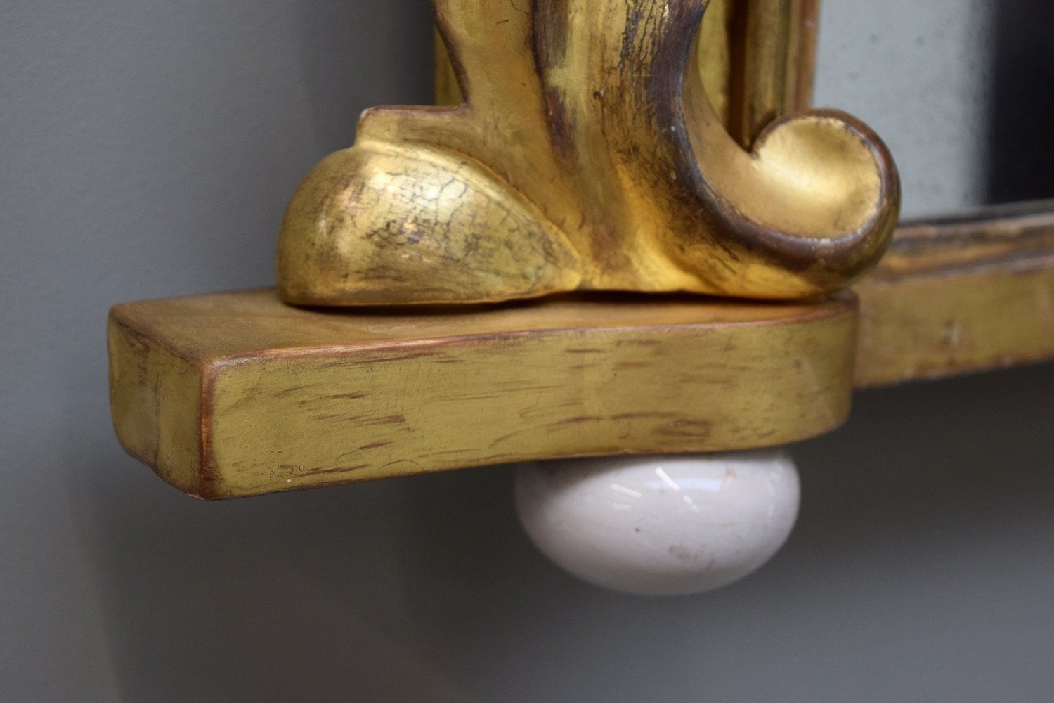Late 19th Century English Carved Giltwood Overmantel Mirror On Ceramic Bun Feet photo vintage