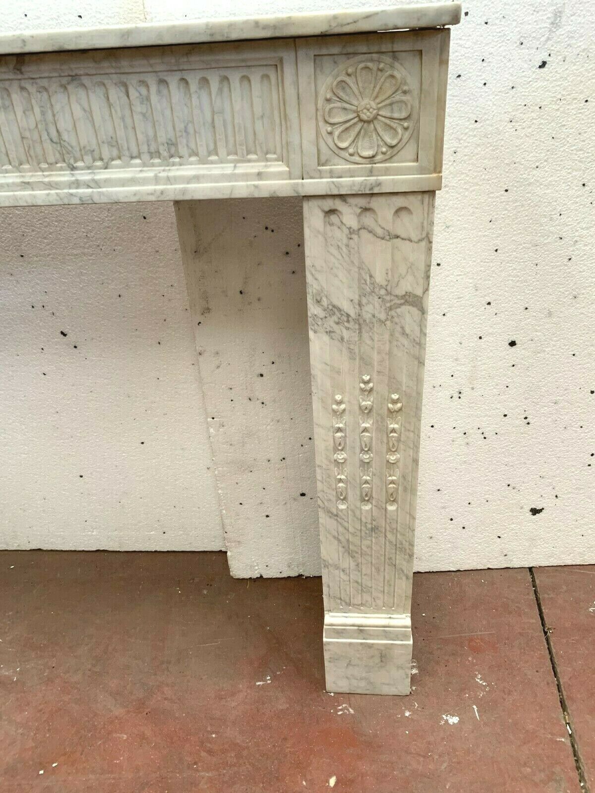 Louis XVI Fireplace In White Carrara Marble XIX Century photo Home Fixtures