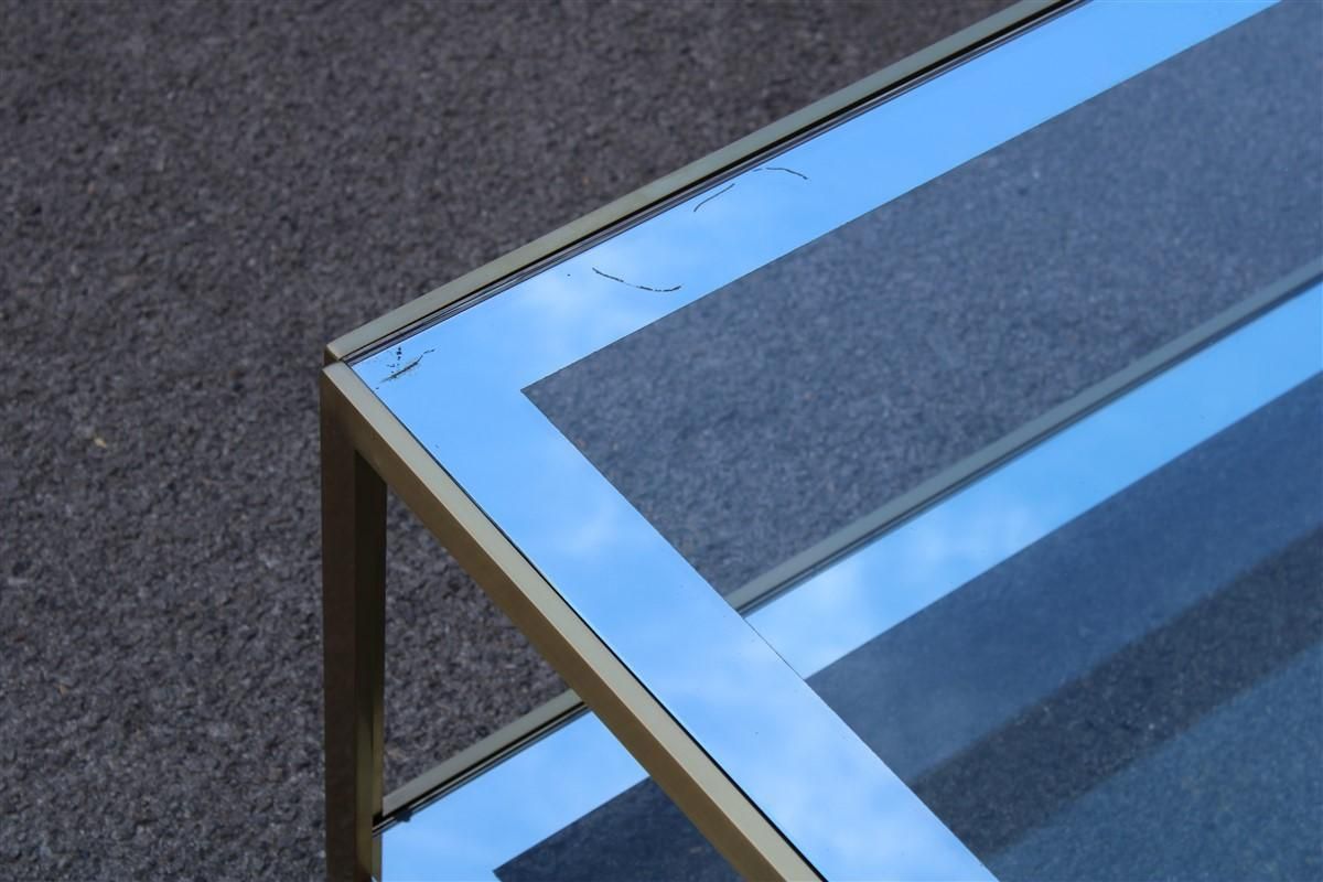 Zevi Furniture Table Coffee 1970 Italian Design Satin Brass Mirrored Glass photo buy