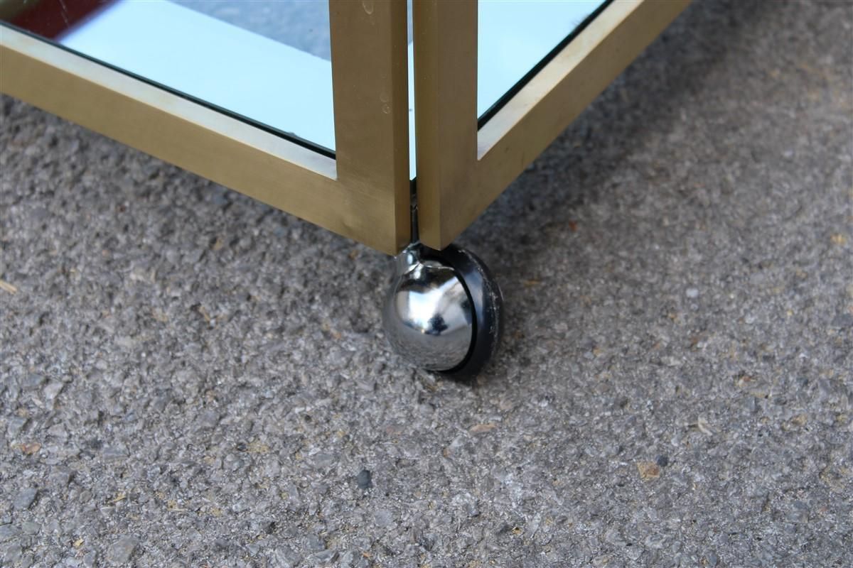 photo vinterior Zevi Furniture Table Coffee 1970 Italian Design Satin Brass Mirrored Glass