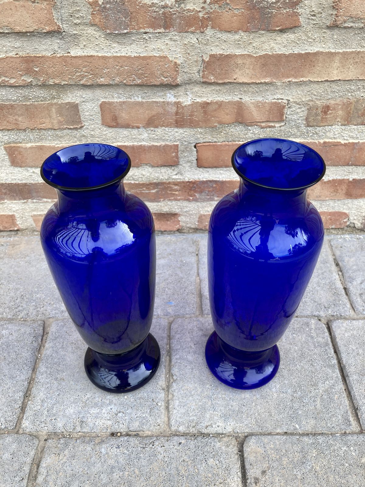 Colorful Pair Of Cobalt Blue Vintage Italian Murano Glass Vases photo furniture