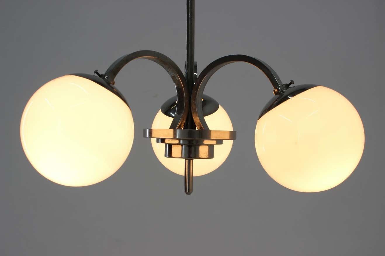 Art Deco Bauhaus Chrome Pendant   1930s