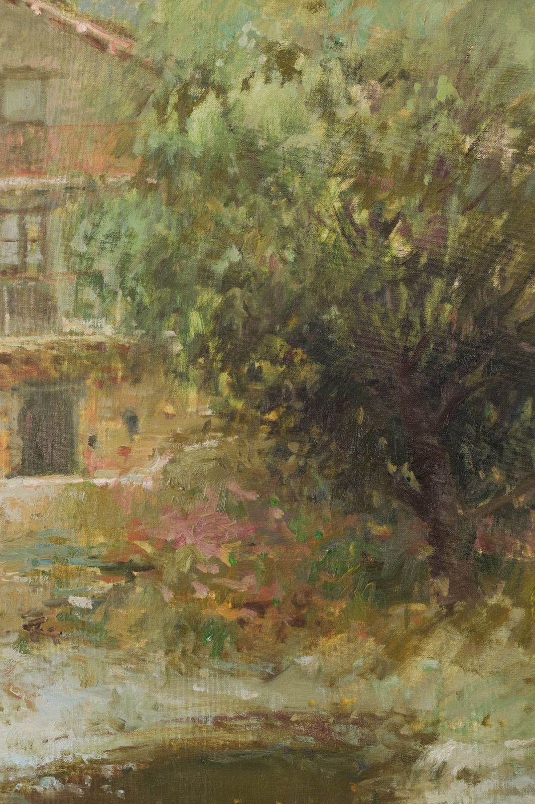 Joan Ramon Palau Junca – Impressionistisch Schilderij Met Rivier En Chalets photo 1153.0