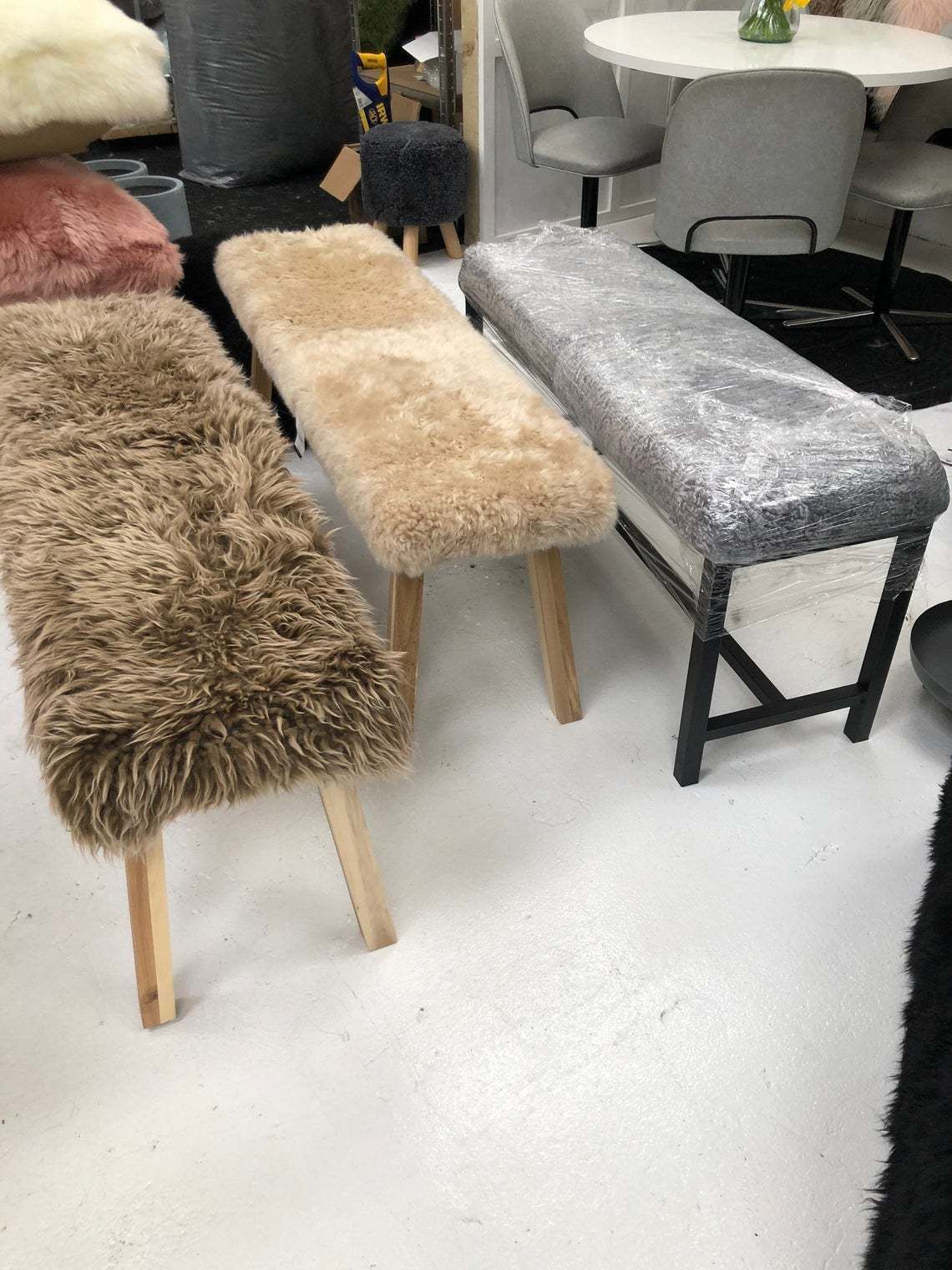 Sheepskin Covered Bench Genuine Sheepskin Bench