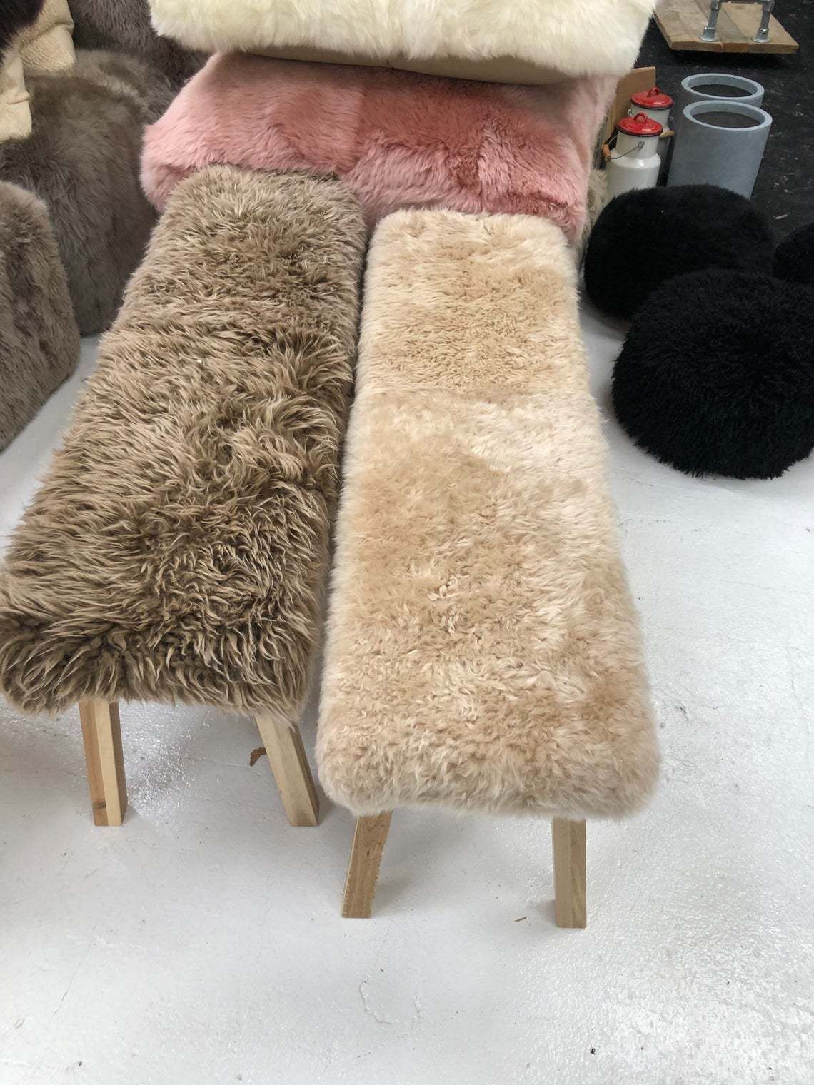Sheepskin Covered Bench Genuine Sheepskin Bench photo vinterior