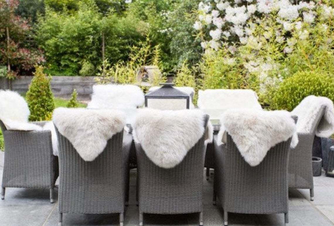 Outdoor Dining Garden Furniture Accessory Sheepskin Rugs For Garden Seating, Set Of 6