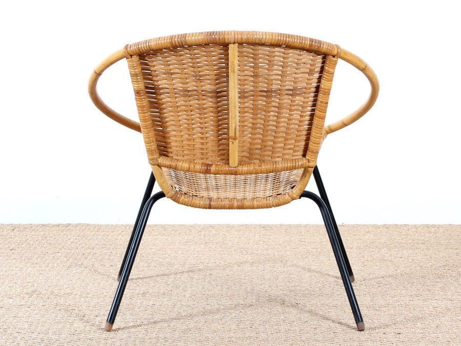 Scandinavian Round Rattan Armchair, 1950s photo 979.6
