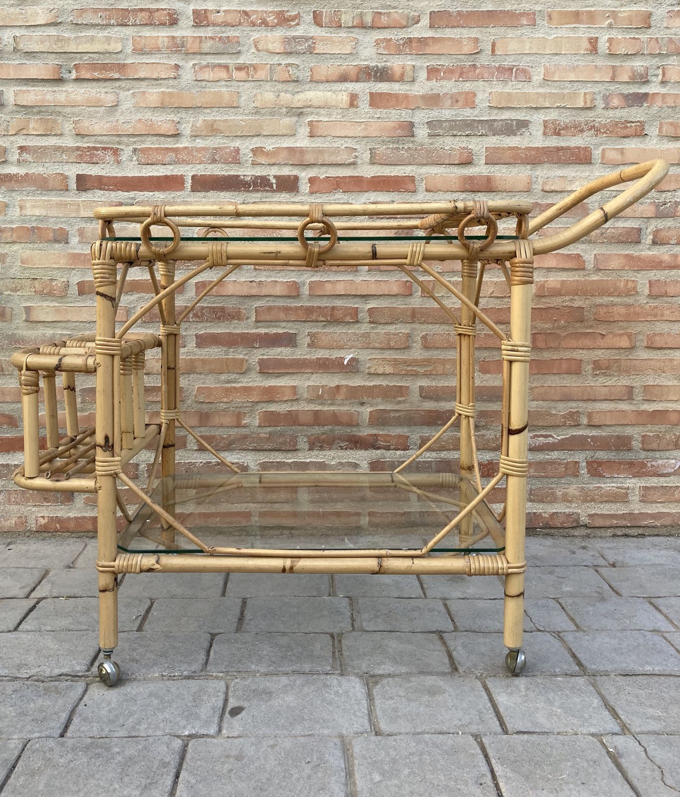 photo for sale Mid Century Modern Bamboo Tea Cart, Serving Trolley Garden Furniture
