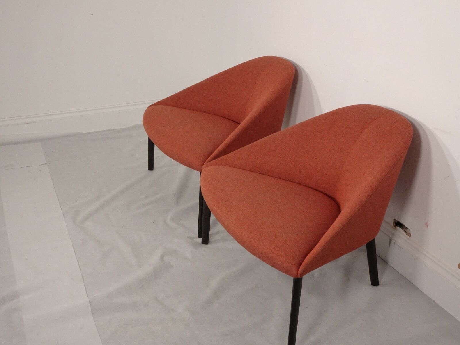 Immaculate Pair Of Arper Colina 4 Legged Lounge Chairs In Camira Fabric photo vinterior