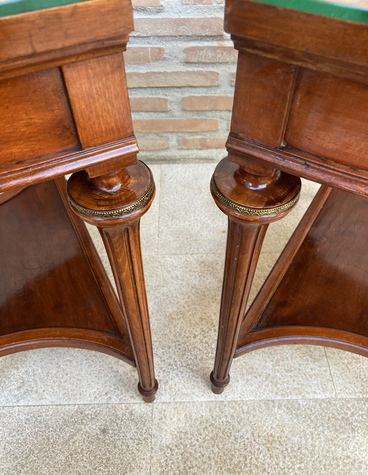 Pair Of Empire Style Mahogany Wood Nightstands, 1930s photo vintage