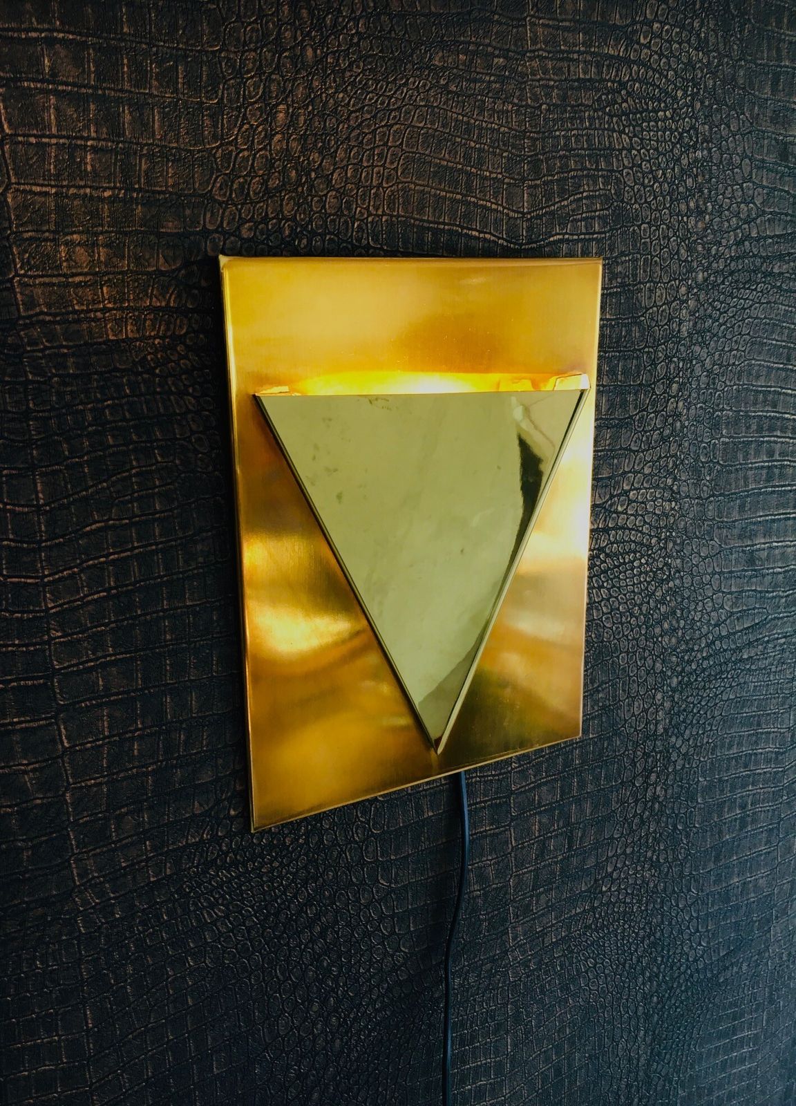 Lighting Postmodern Design Brass Wall Lamp Sconce By Liro, Belgium 1980s photo