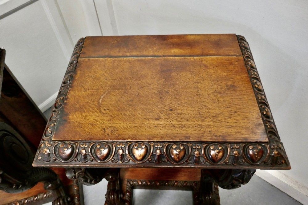 A Pair Of 19th Century Art Nouveau Gothic Carved Oak Console Pedestals photo Furniture