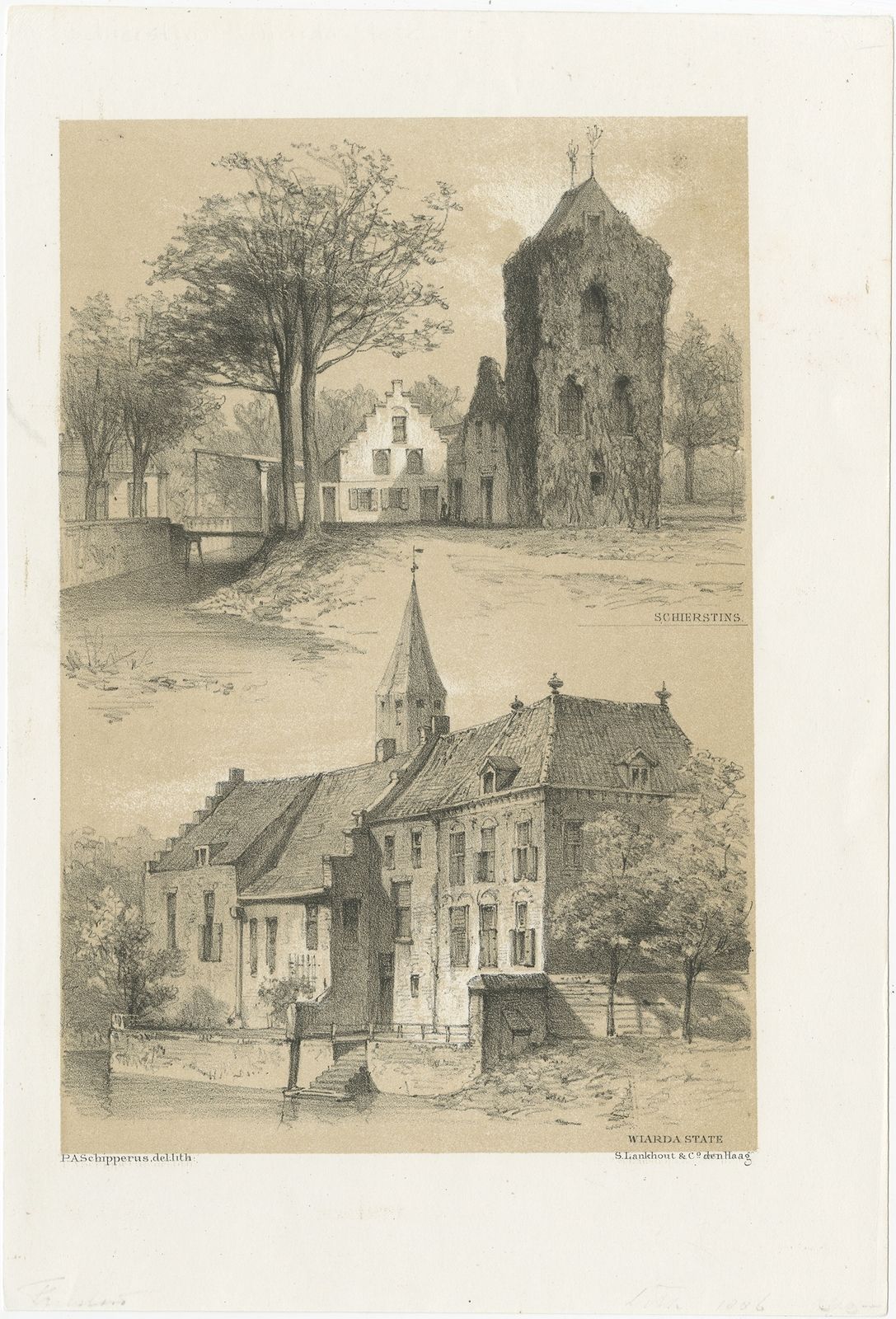 Antique Print Of Schierstins And Wiarda State By Craandijk (1888)