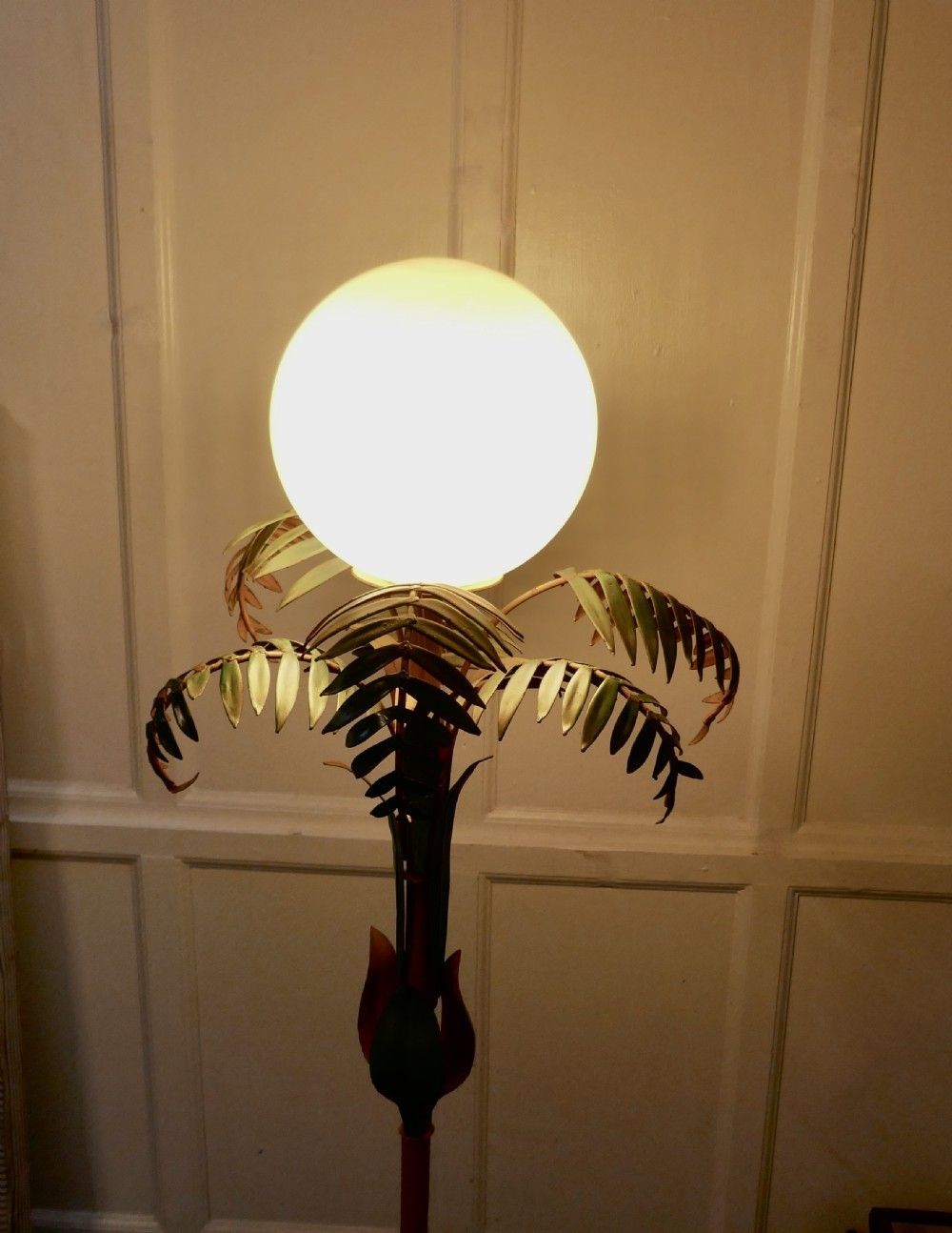 Unusual French Conservatory Painted Toleware Floor Lamp photo furniture