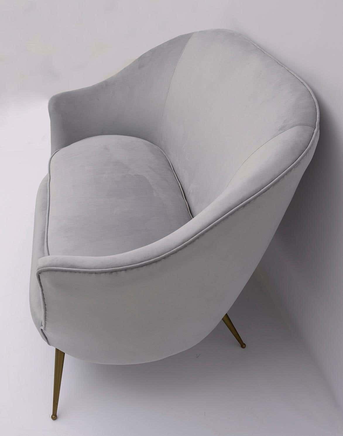 Federico Munari Mid Century Modern Italian Curved Sofa And Two Armchairs, 1950s photo vinterior