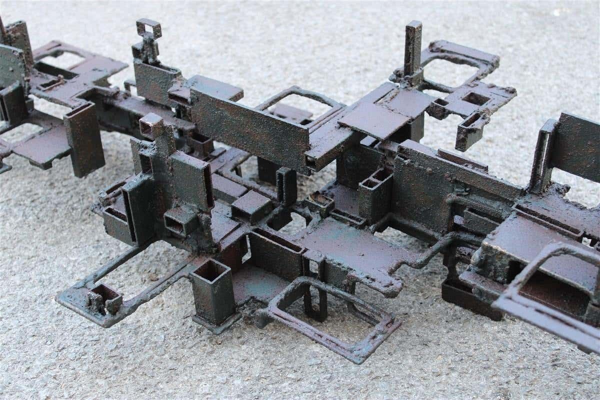 Art Extraordinary Modern Brutalist Iron Sculpture Italy 1960 Rare Piece Sconce photo