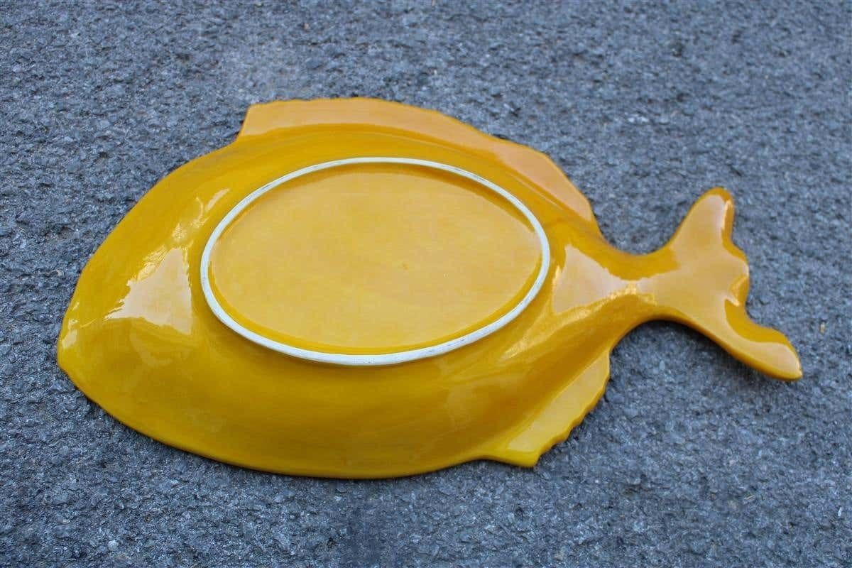 Large Ceramic Plate In The Shape Of A Yellow Fish, Italy, 1970 photo vinterior