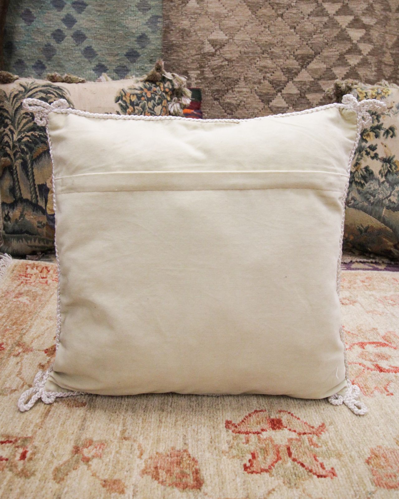 Pair Of Floral Needlepoint Cushion Covers Handmade Wool Scatter Pillows Case photo for sale