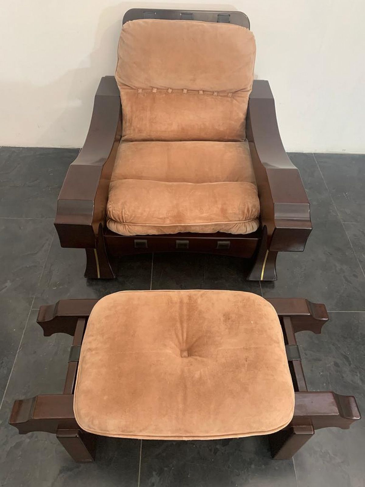 Armchair With Footstool By Luciano Frigerio, 1960s photo Furniture
