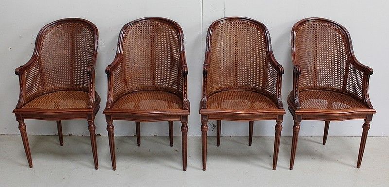 Suite Of Mahogany Armchairs, Louis XVI Style Early 20th Century