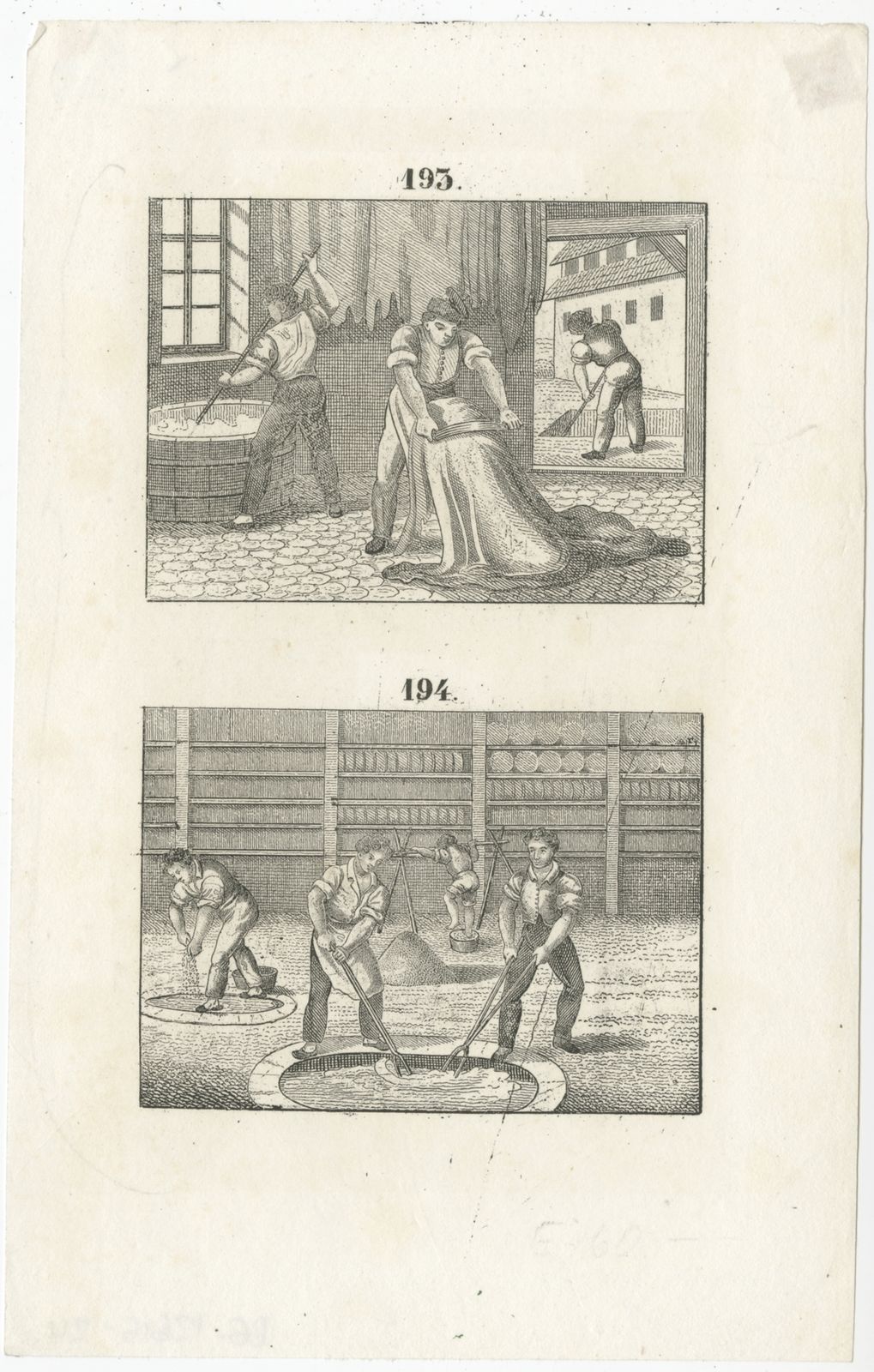 Antique Print Of Tanning (Leather) By Gailer (C.1840)