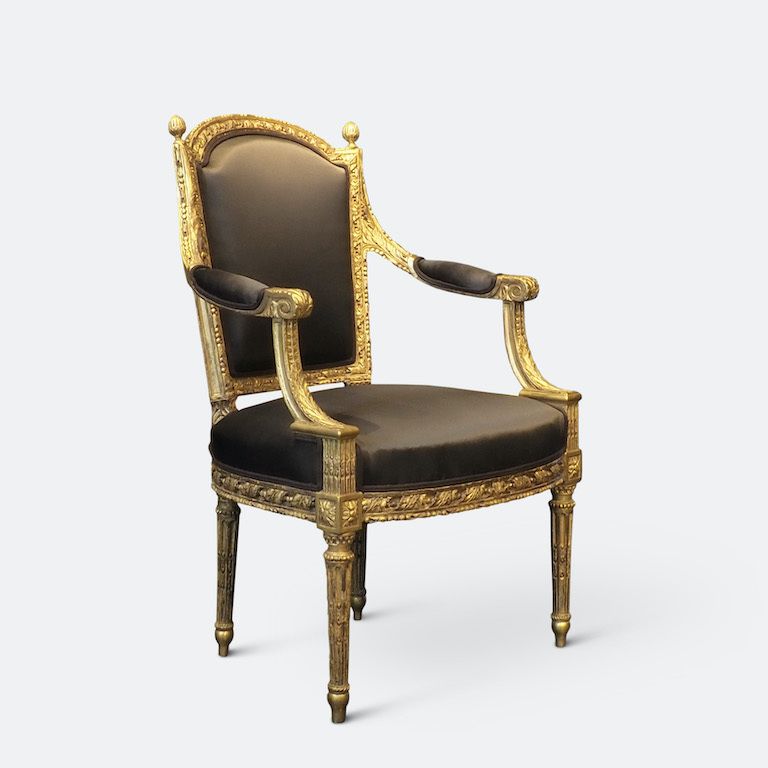 An Important Set Of Four 18th Century Louis XVI Giltwood Chairs With Stamp photo vinterior