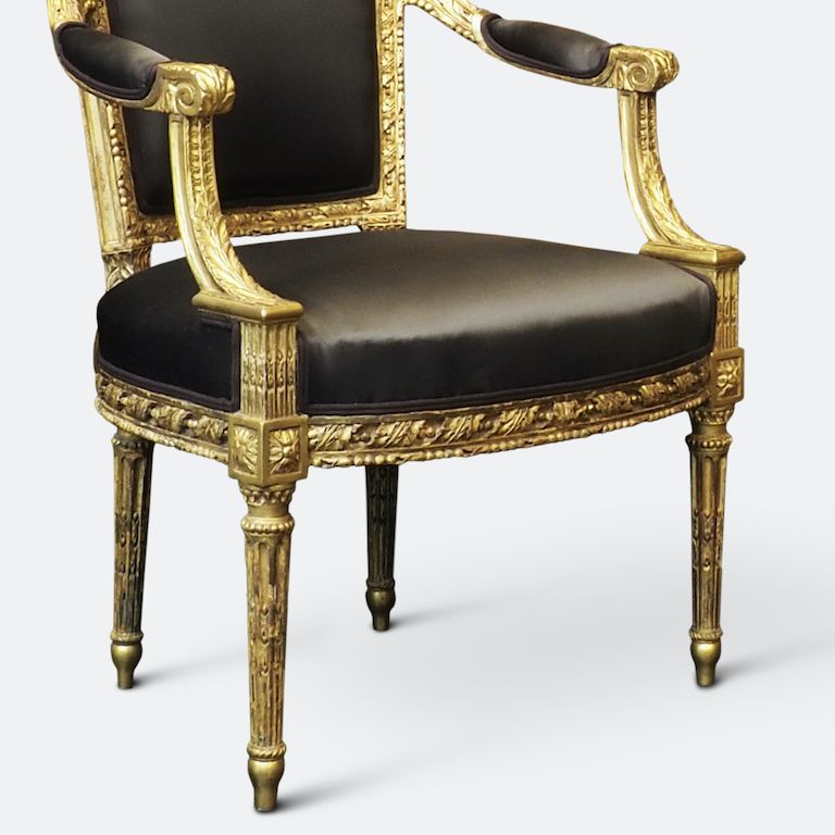 photo furniture An Important Set Of Four 18th Century Louis XVI Giltwood Chairs With Stamp