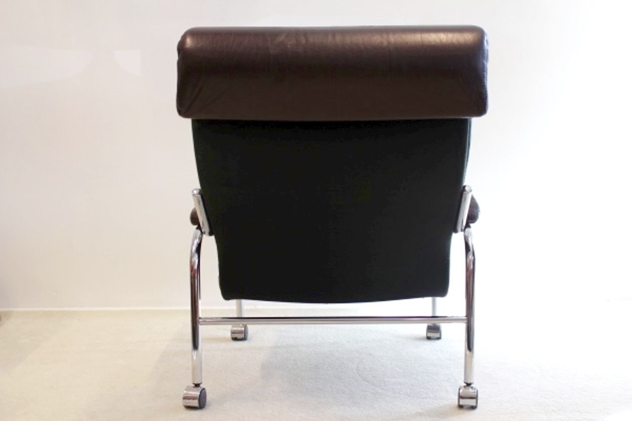 Bore Leather Lounge Chair With Footstool By Noboru Nakamura For Ikea, 1970s photo vintage
