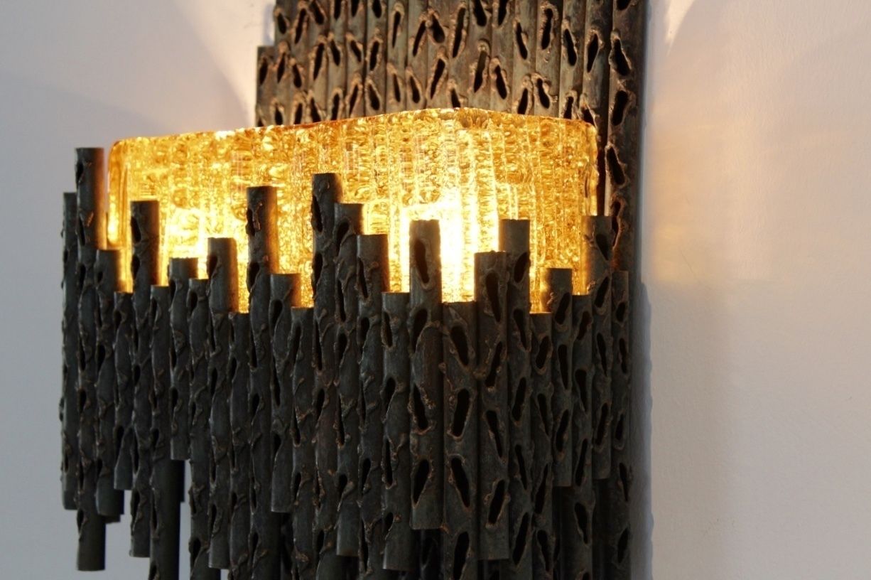 photo for sale Brutalist Sculptural Wall Lamp By Marcello Fantoni