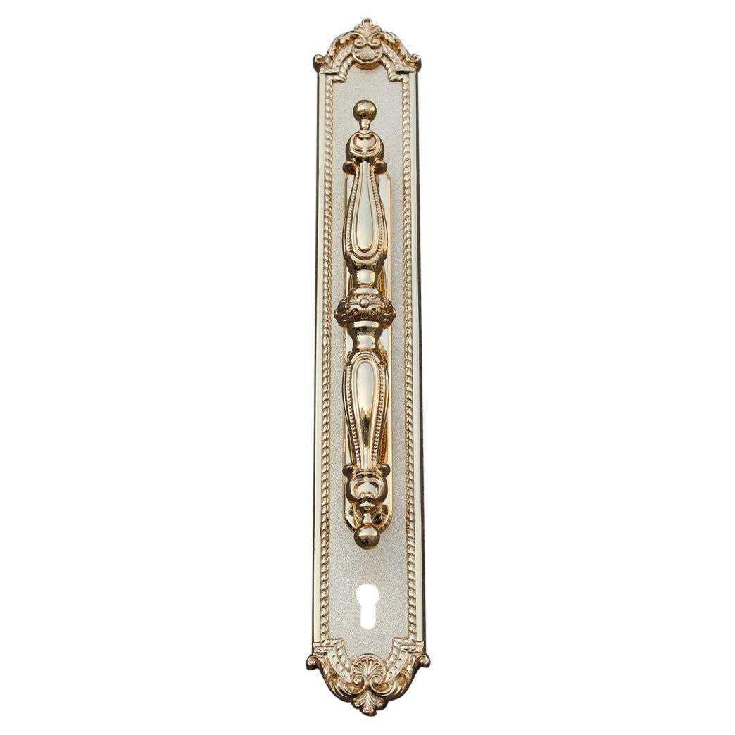 Decorative Large Door Handle In Plated Brass 24 Kt Gold Italy 1970 Very Classic