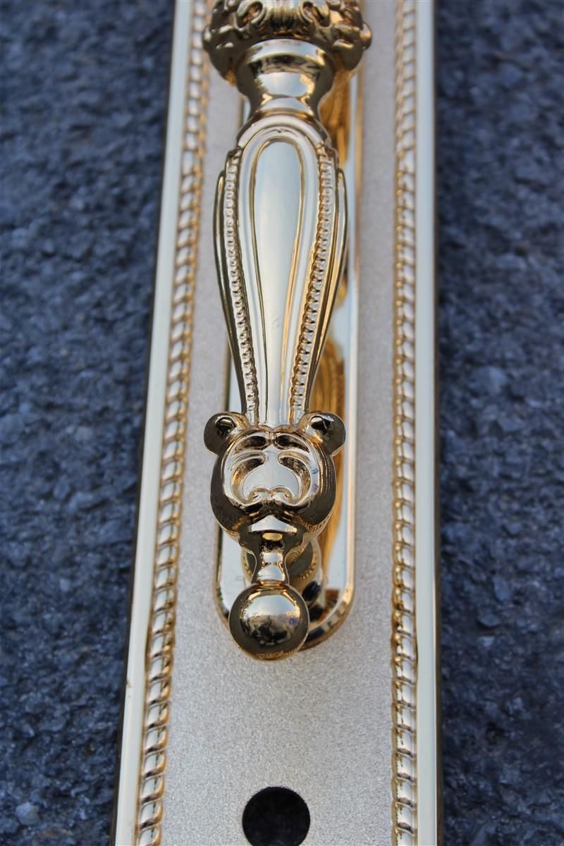 Decorative Large Door Handle In Plated Brass 24 Kt Gold Italy 1970 Very Classic photo for sale