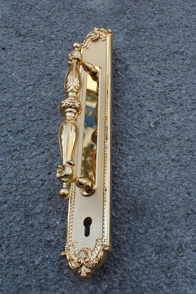 Decorative Large Door Handle In Plated Brass 24 Kt Gold Italy 1970 Very Classic photo 1578.0