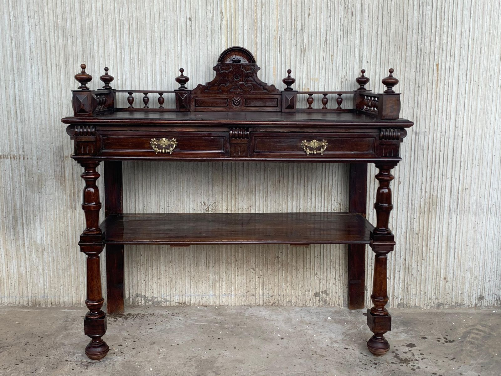 Antique Serving Table, Victorian Carved Oak Console Table, France, 1890 photo furniture