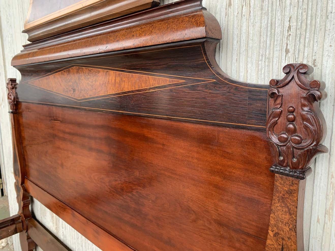 photo for sale Italian Antique Victorian Carved Walnut Highback Full Bed Lincoln Style