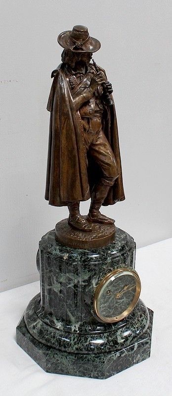 Pendulum In Bronze And Marble "The Flute Player", By Ca Calmels 2nd Part 19th Century photo furniture