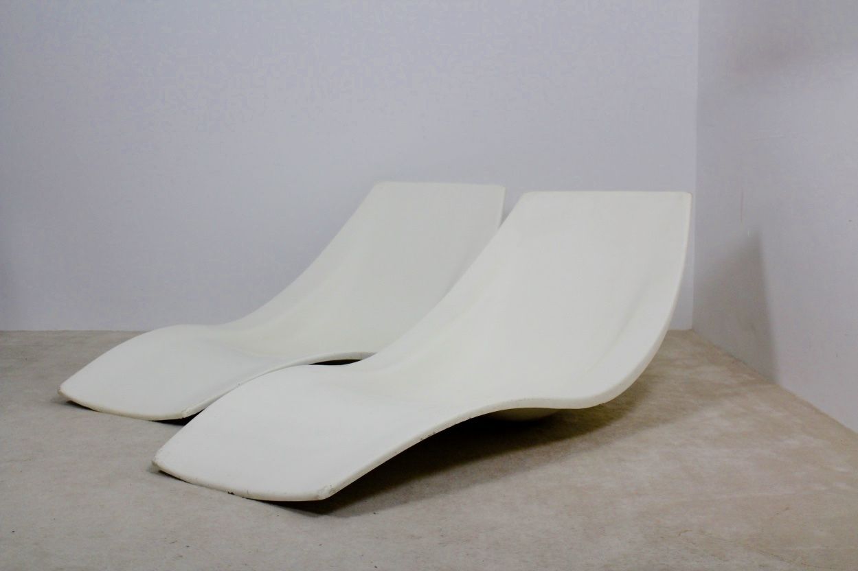 French Polyester Patio Or Pool Side Chaise Longues, 1960s, Set Of 2 photo vinterior